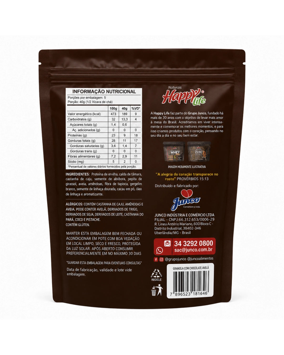 Granola Proteica 200g Chocolate com Avelã - Happy Life