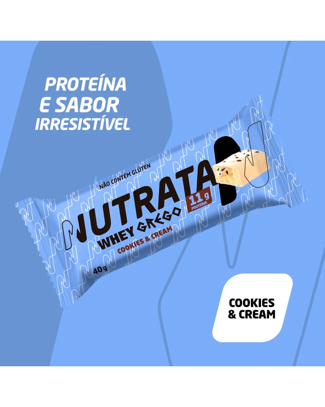 Barrinha Whey Grego Sabor Cookies e Cream 40g - Nutrata