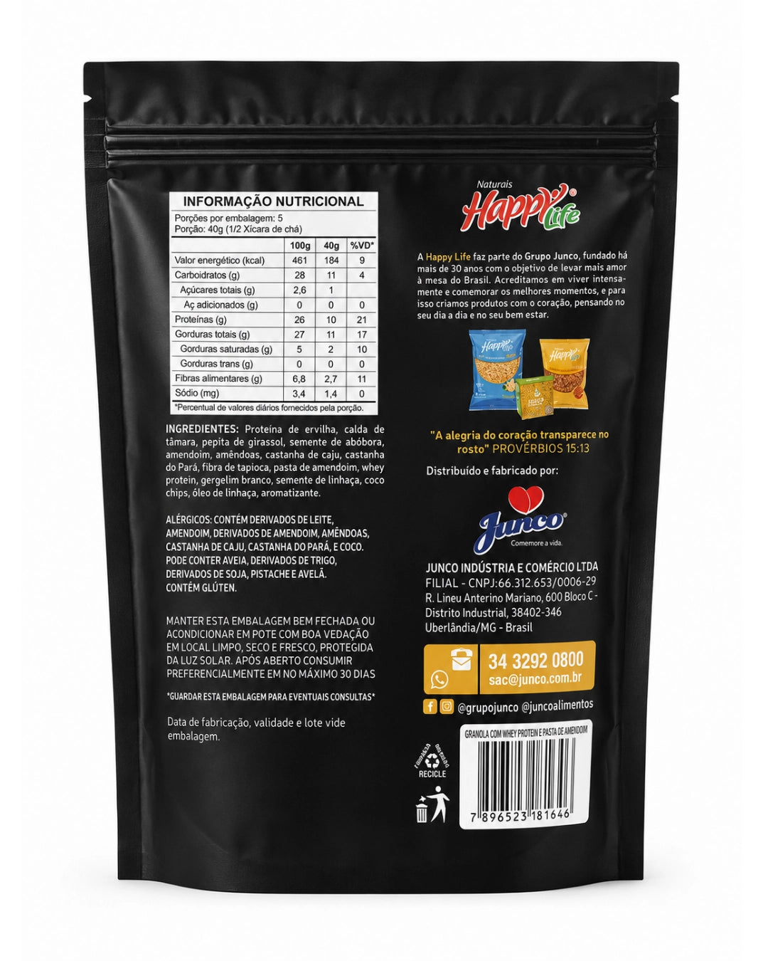 Granola com Whey Protein e Pasta de Amendoim 200g - Happy Life