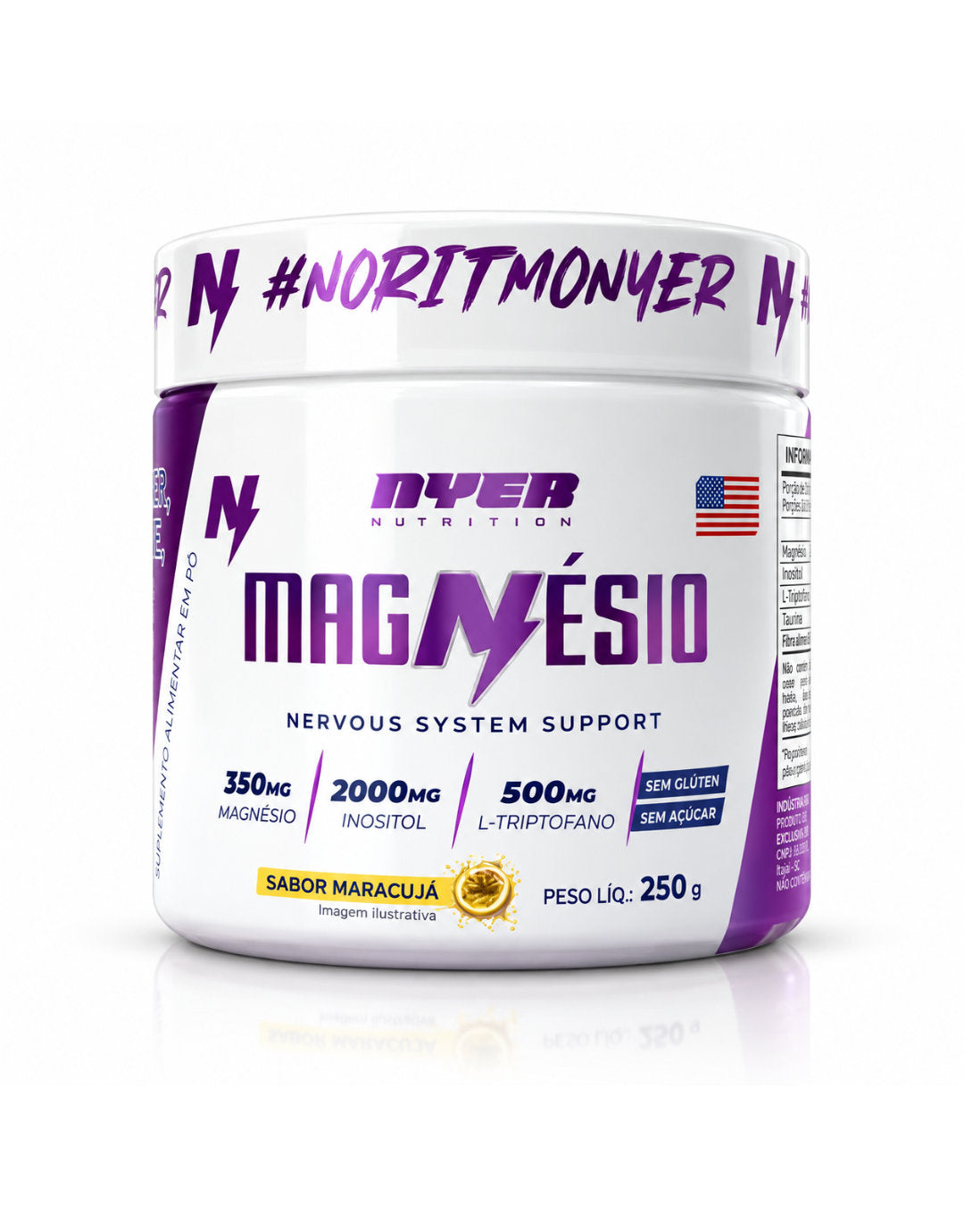 Magnésio Inositol  Sabor Maracujá 250g - Nyer