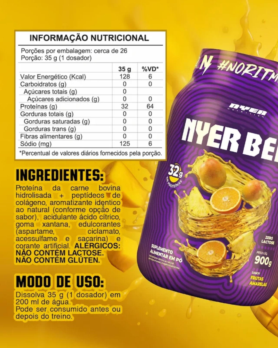 Nyer Beef 900g Sabor Frutas Amarelas - Nyer