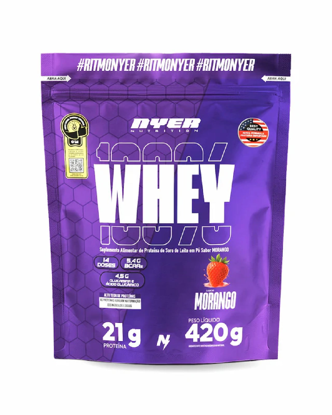 Whey Protein Nyer Refil 420g  - Morango