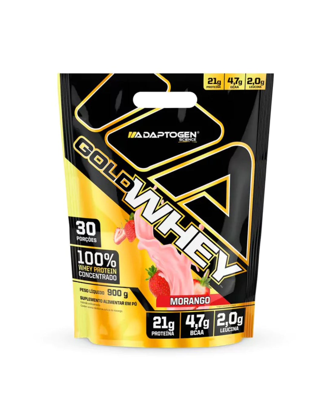 Gold Whey 900g Morango Refil - Adaptogen