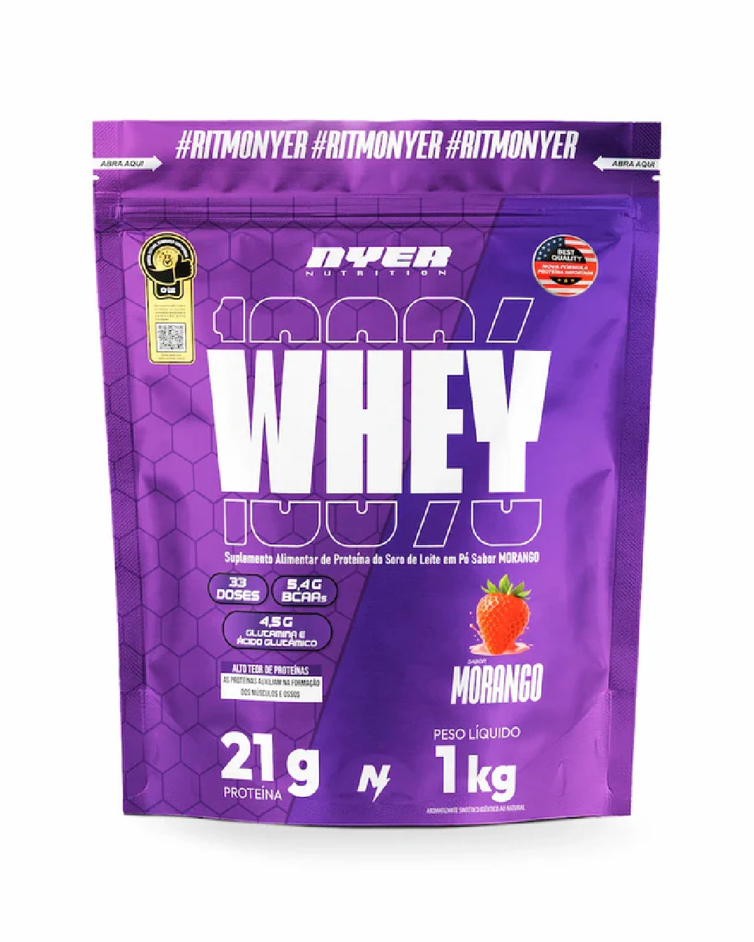 Whey Protein Nyer Refil  1kg - Morango