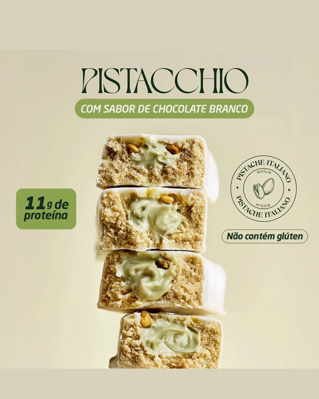 Barrinha Bacio di Latte Sabor Pistaccio Com Chocolate Branco 70g - Nutrata