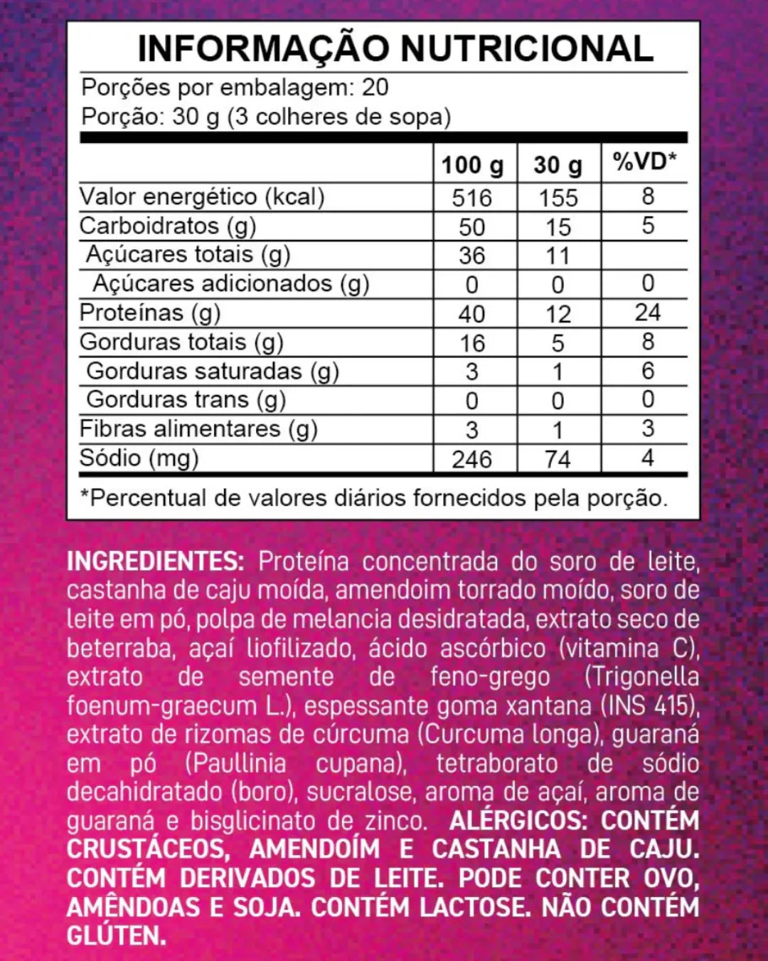 Vitamina Amazônica Sabor Açaí e Guaraná 600g - Xtr