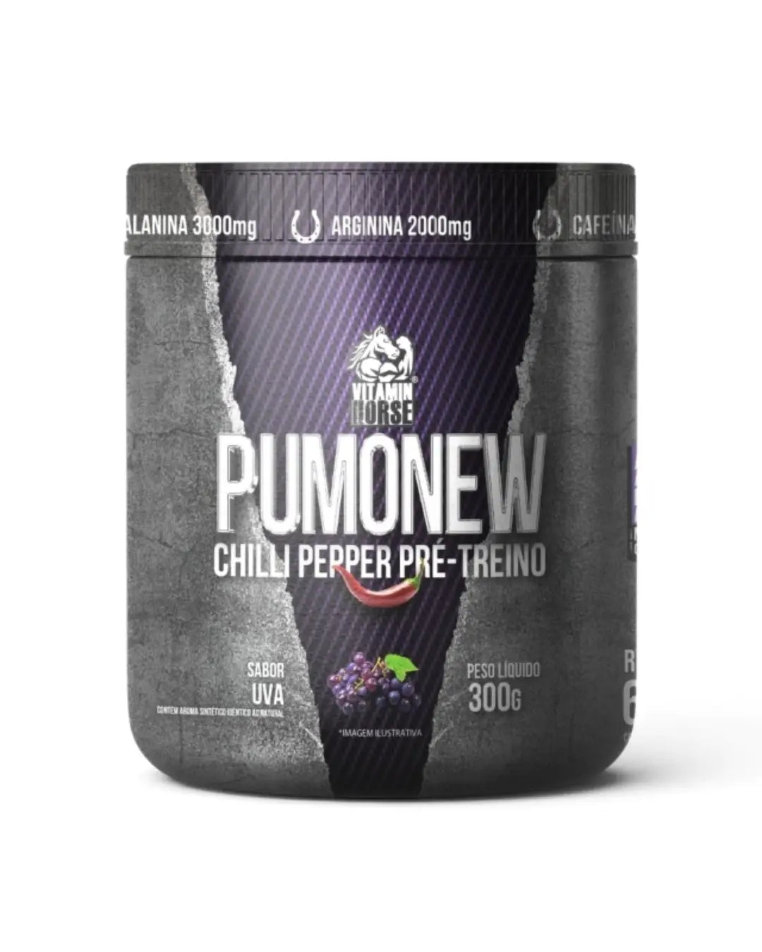 Pumonew Chilli Pepper Pre Treino 300g Sabor Uva- Vitamin Horse