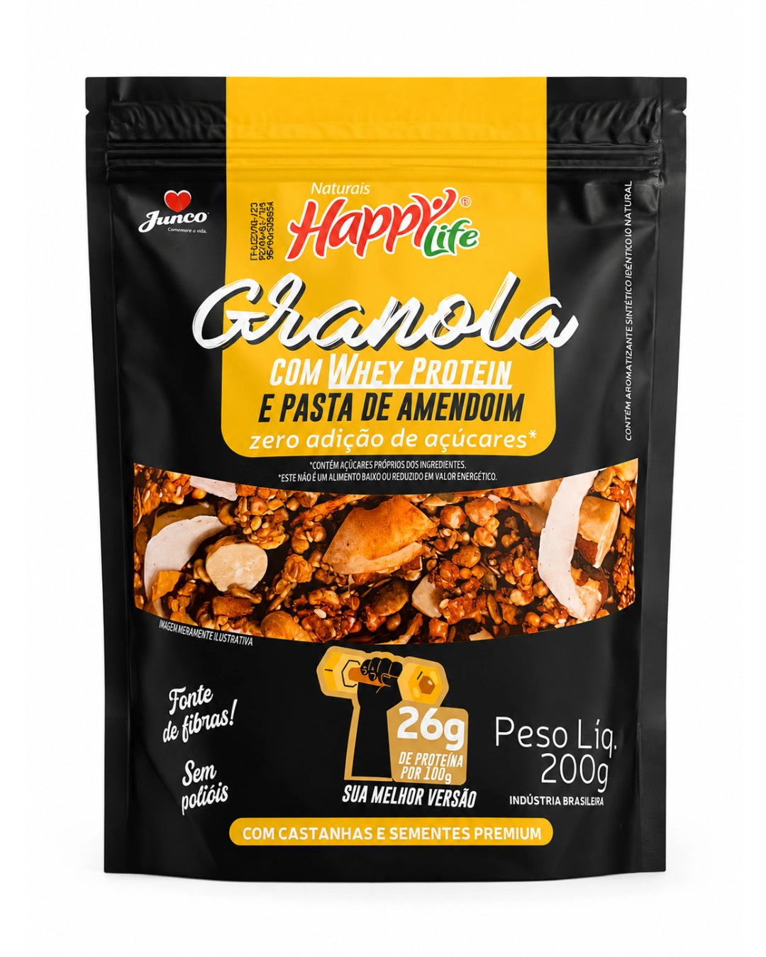 Granola com Whey Protein e Pasta de Amendoim 200g - Happy Life