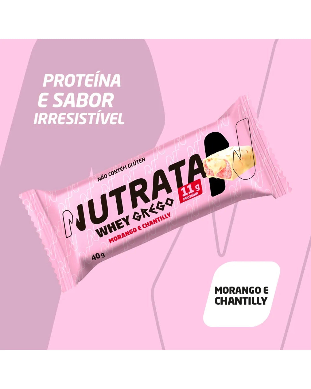Barrinha Whey Grego Sabor Morango com Chantilly 40g - Nutrata