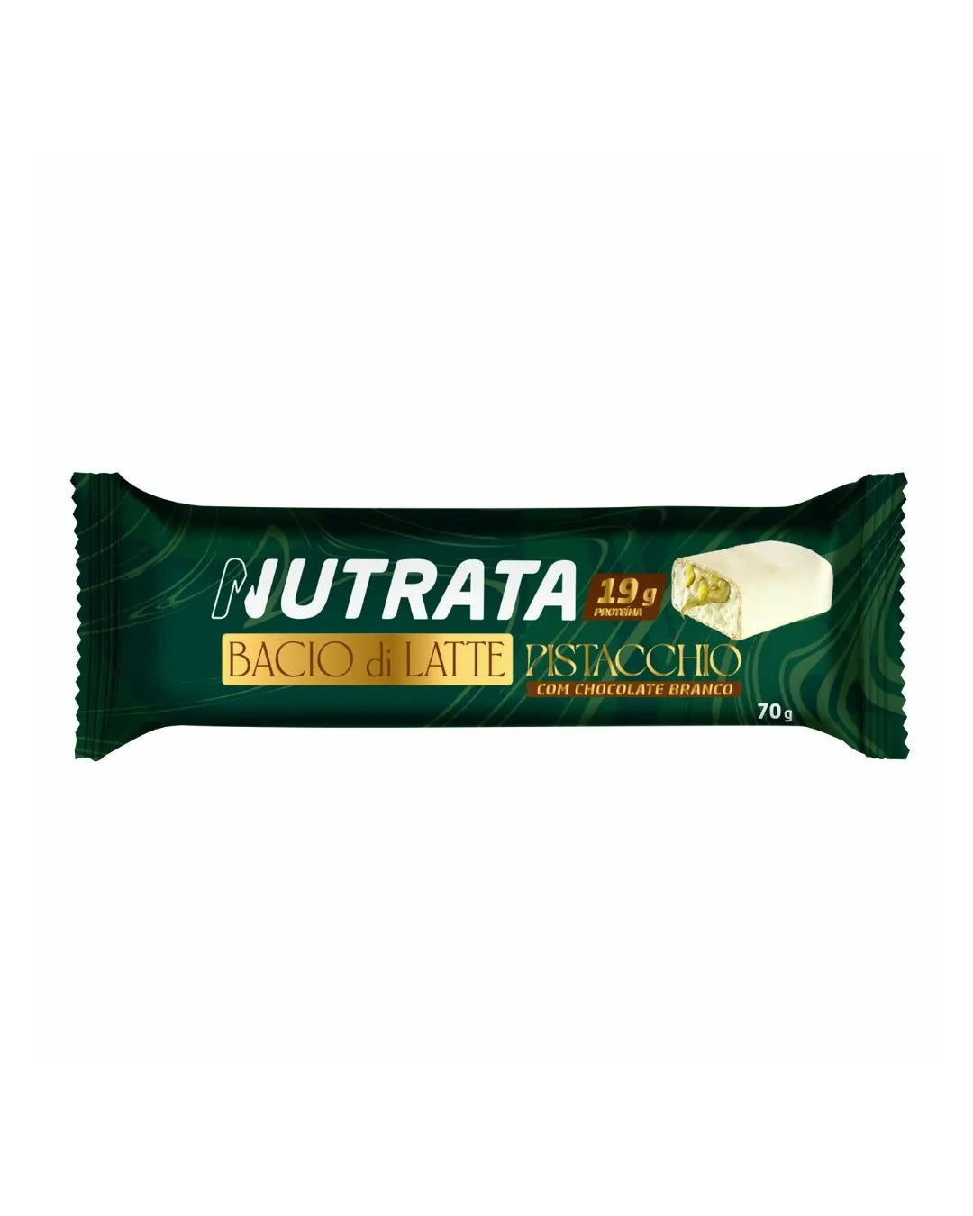 Barrinha Bacio di Latte Sabor Pistaccio Com Chocolate Branco 70g - Nutrata