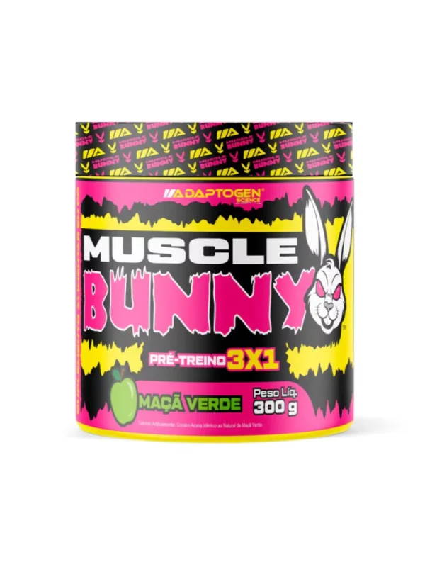 Muscle Bunny Pré Treino 3×1 300G Maça Verde - Adaptogen