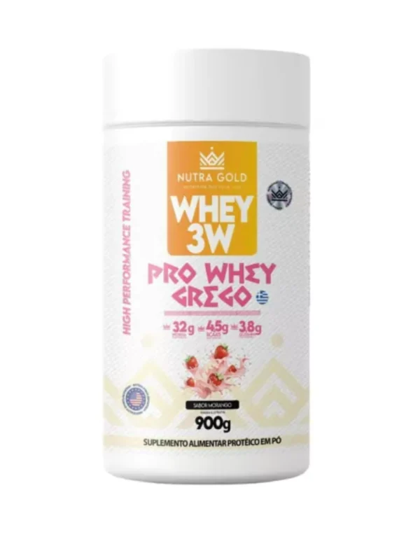 Whey Pro Grego Morango Pote 900g - Nutra Gold