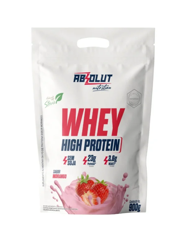 Whey High Protein 900g Morango - Absolut Nutrition