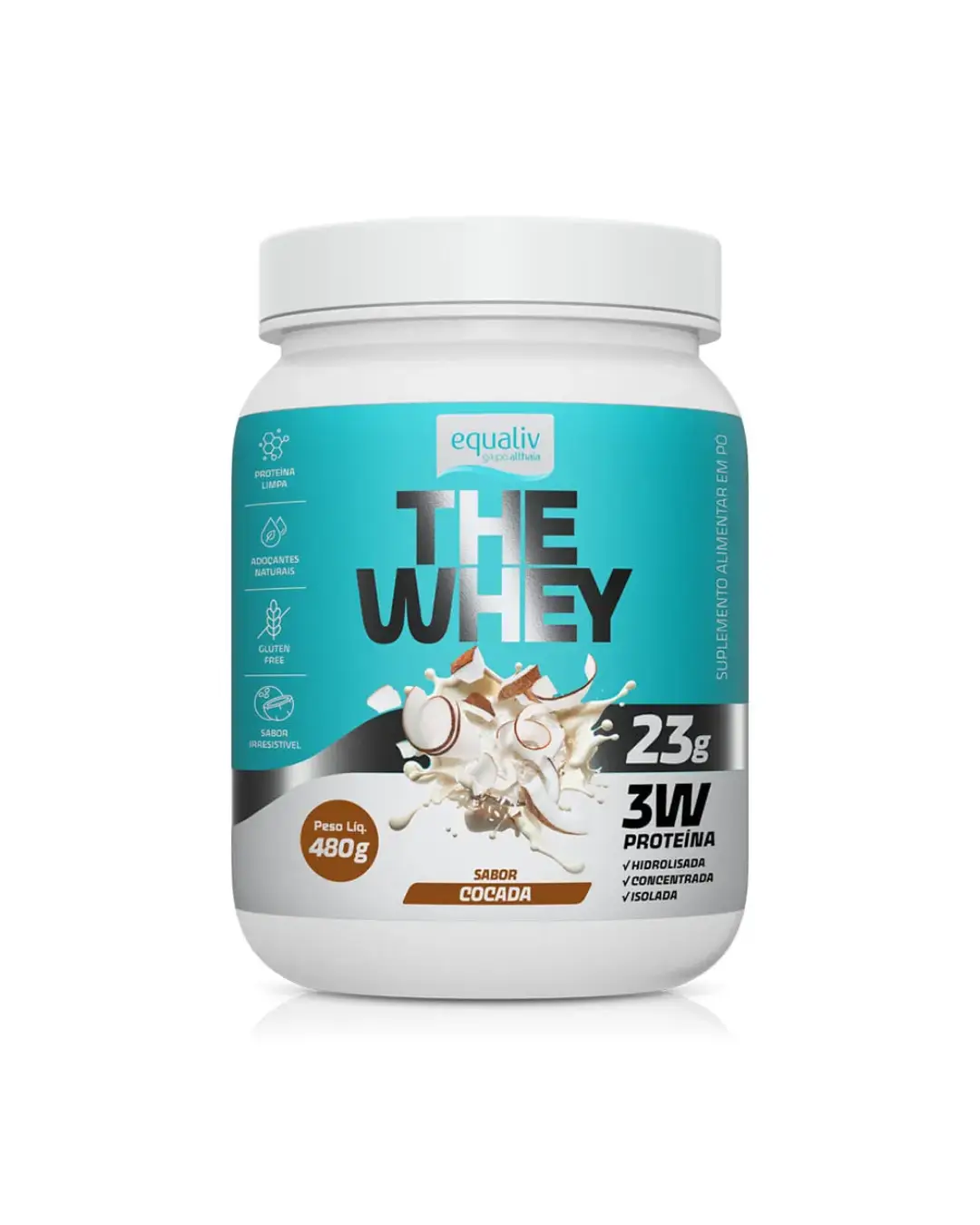 72cd0395347b89f5e62119999786cad1.webp The Whey 3w 480g Sabor Cocada - Equaliv - Imagem 1