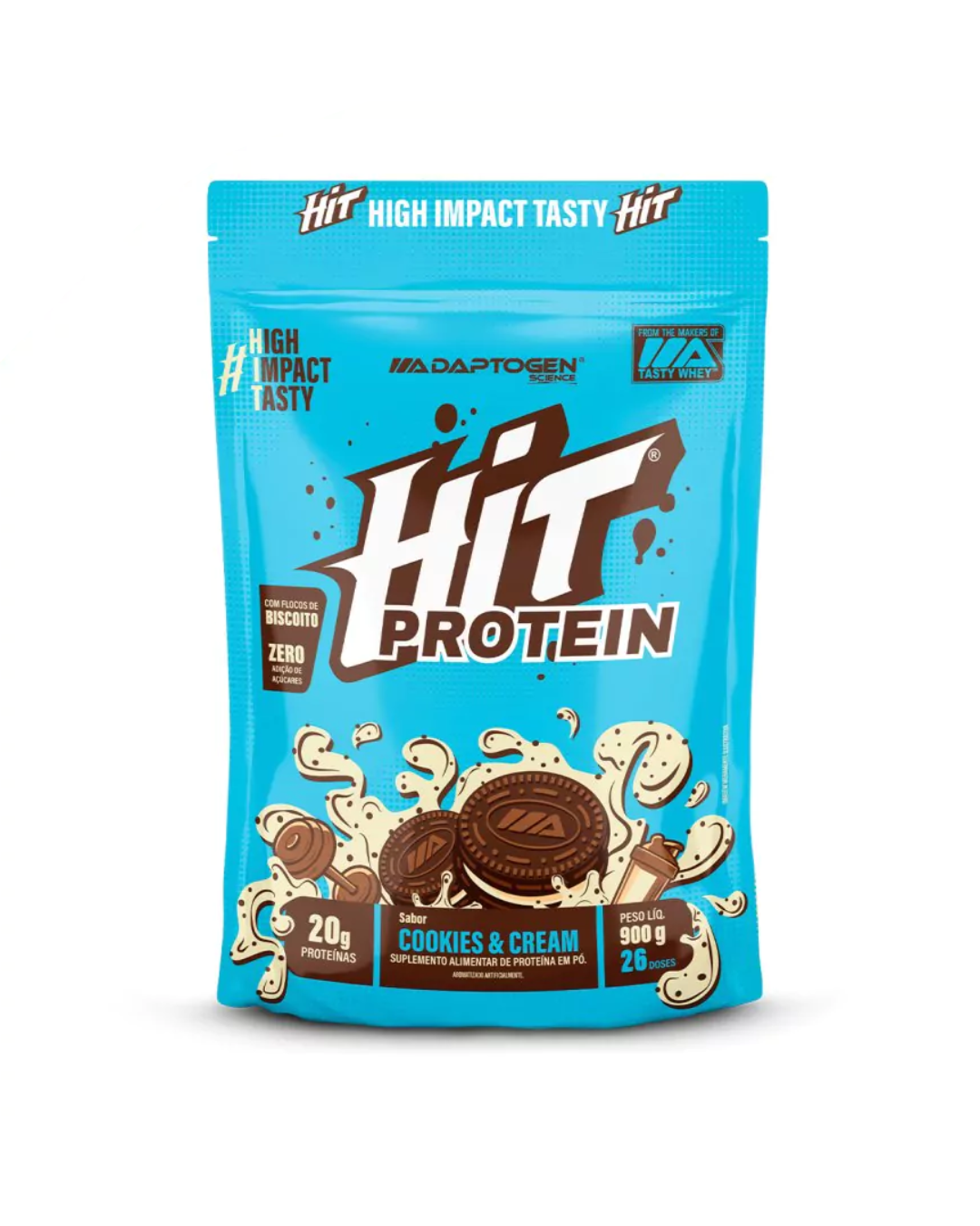 765471dac713a909dc56cd7785f8c56d.webp Hit Protein Sabor Cookies Cream 900g - Adaptogen - Imagem 1