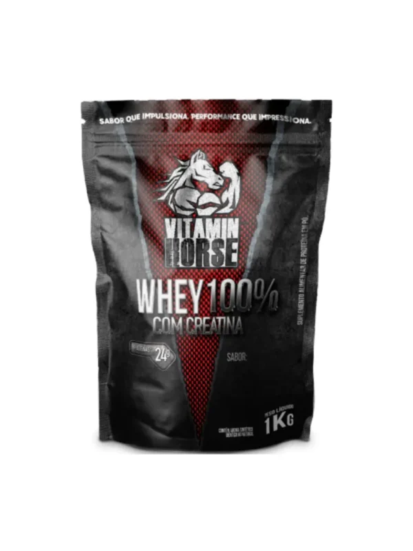 Whey 100% Com Creatina 1kg Sabor Baunilha - Vitamin Horse