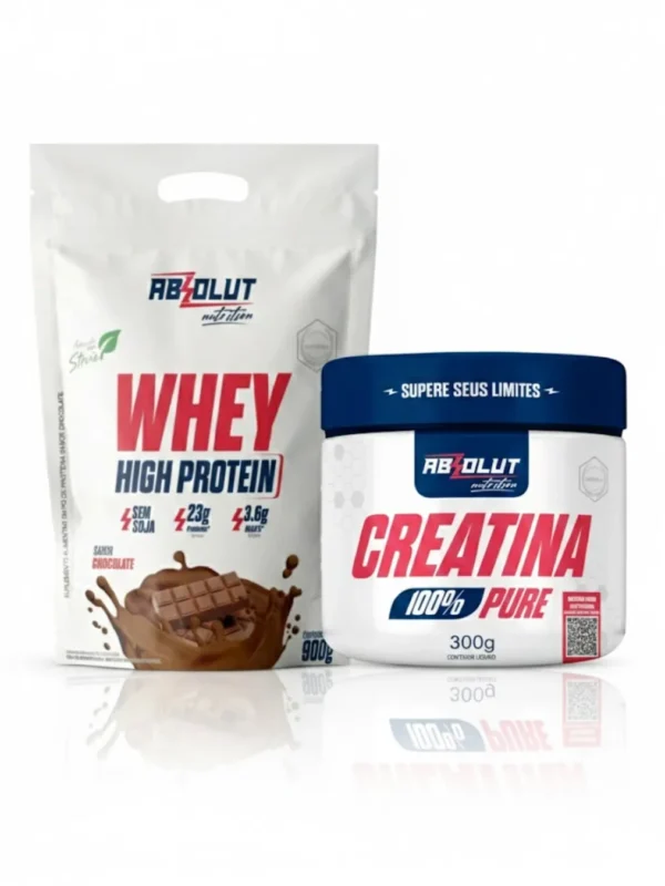 Combo Absolut - 1 Whey High Protein 900g e 1 Creatina 300g