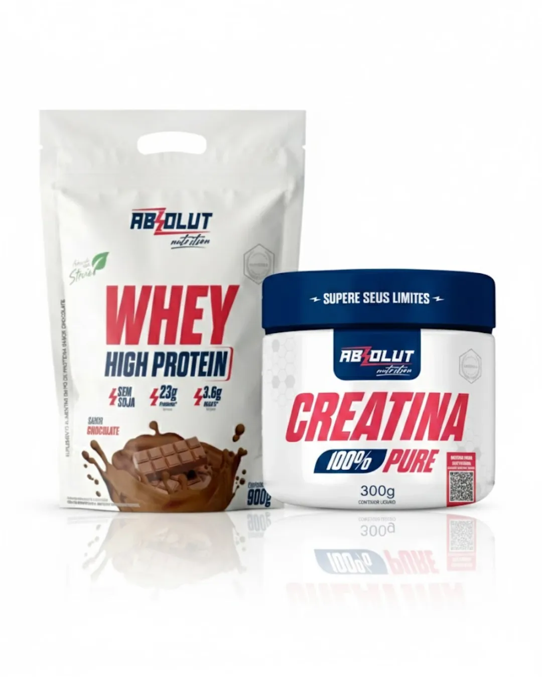 combo-absolut Combo Absolut - 1 Whey High Protein 900g e 1 Creatina 300g - Imagem 1